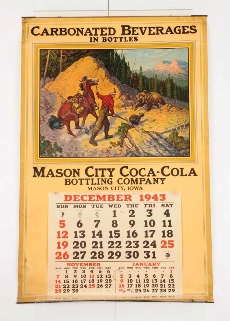 1943 Mason City Coca-Cola Large Calendar. (1 of 1)