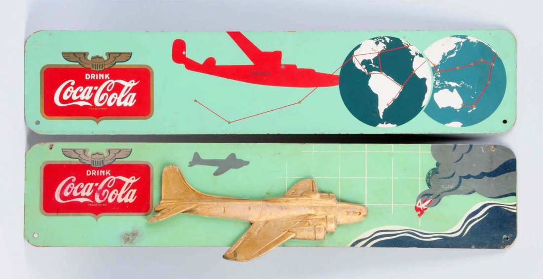 Lot Of 2: 1940's Masonite Airplane Signs. (1 of 3)