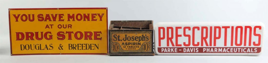 Lot Of 3: Drug Store Advertising Items. (1 of 1)