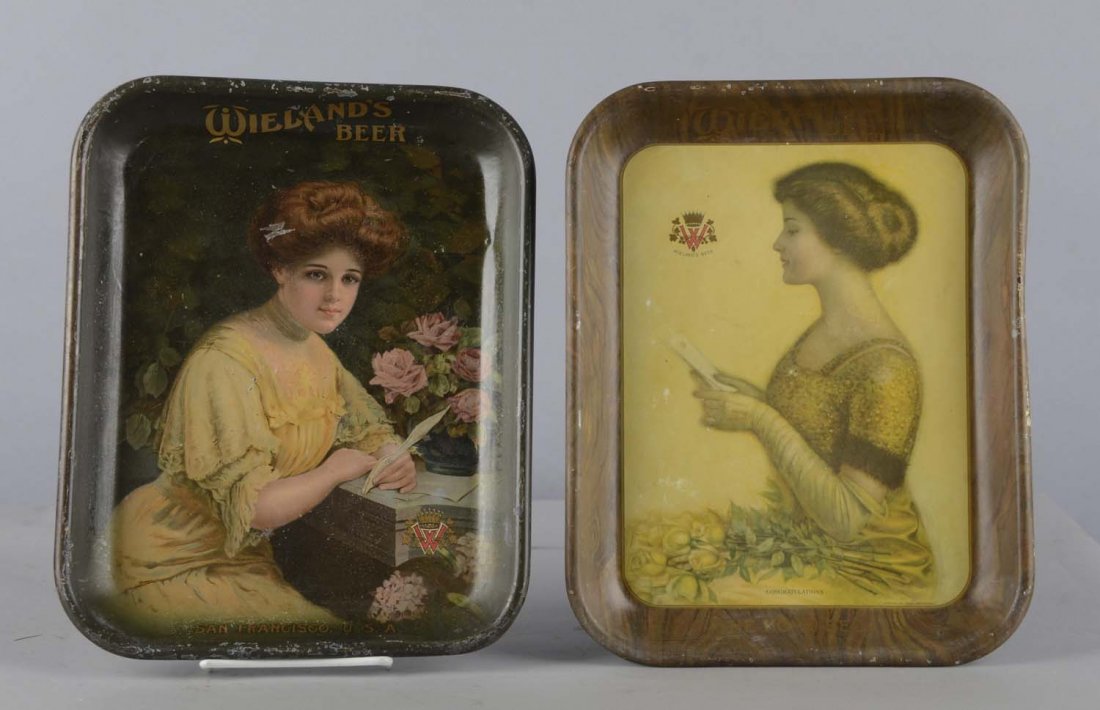 Lot of 3: Tin Litho Beer Serving Trays (1 of 2)