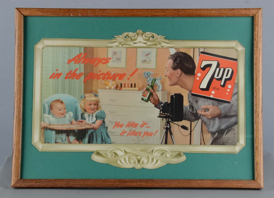 Die Cut Lithograph 7up Advertisement In Frame (1 of 1)