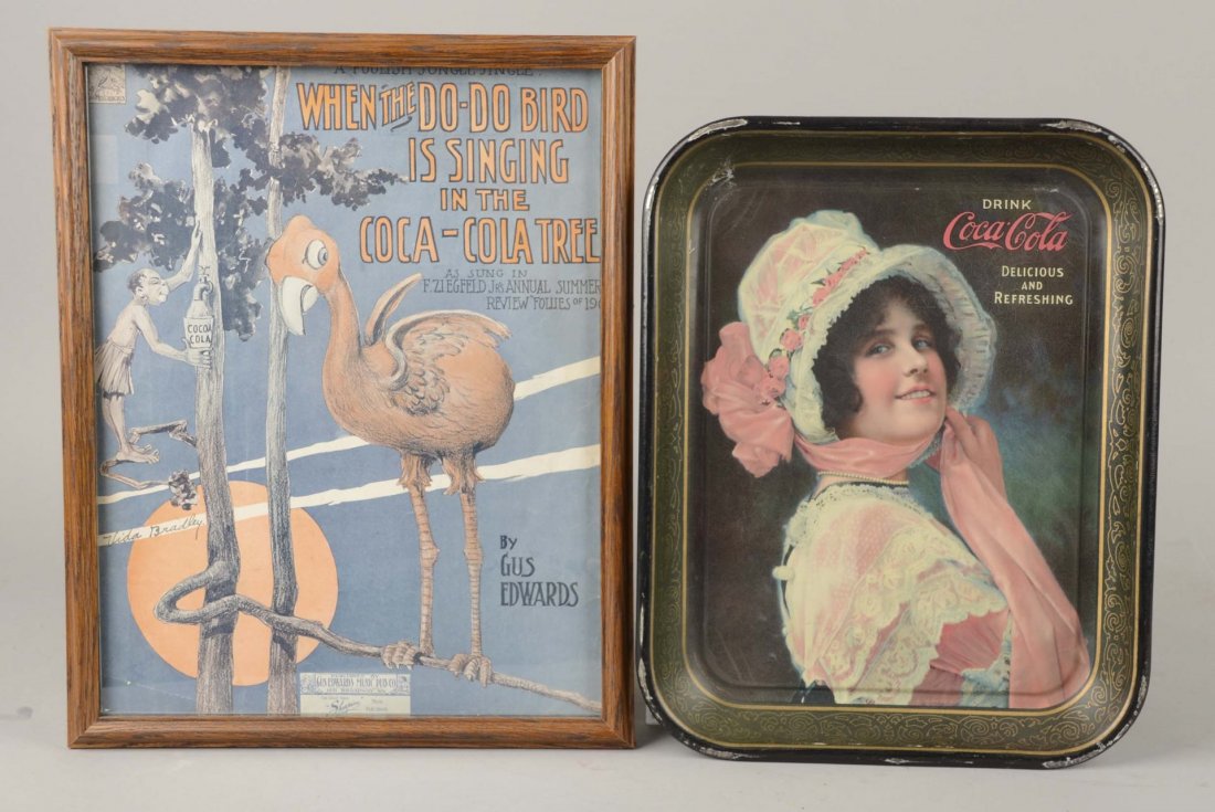 Lot Of 2: Early Coca Cola Betty Tray & Sheet Music (1 of 2)