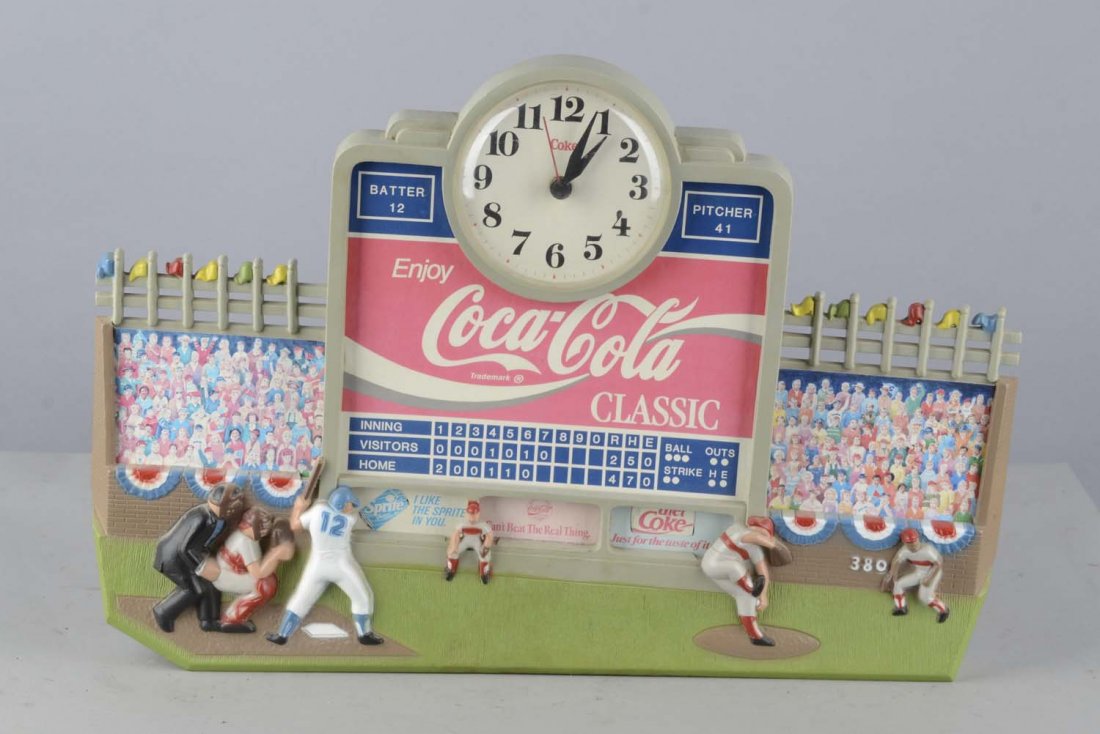Coca Cola Molded Baseball Theme Clock (1 of 2)