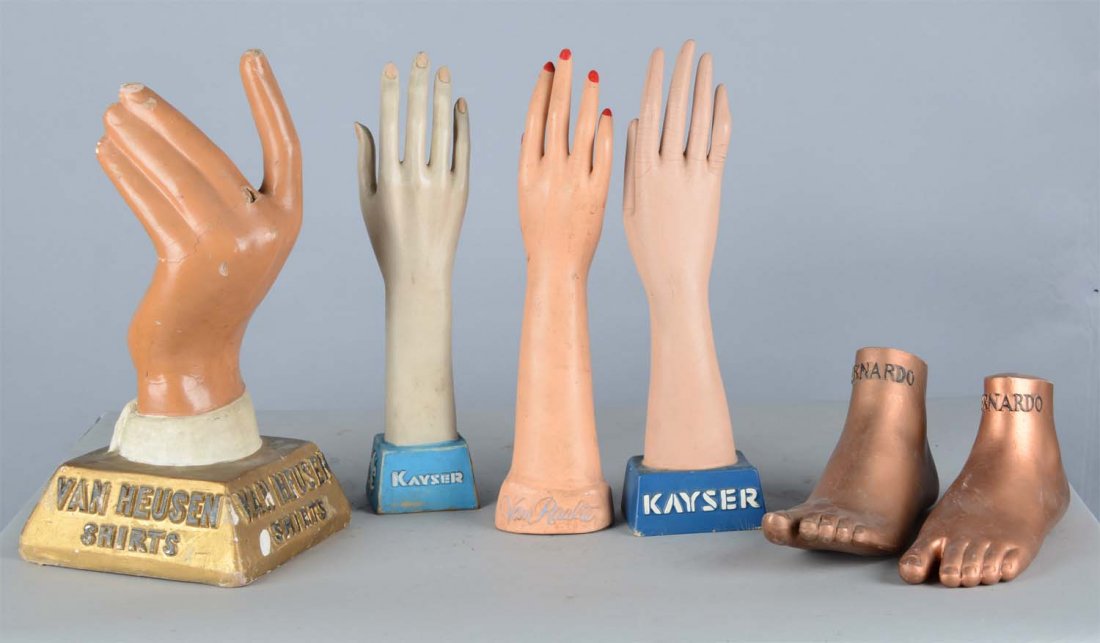 Lot Of 6: Figural Hand & Foot Advertising Displays (1 of 2)