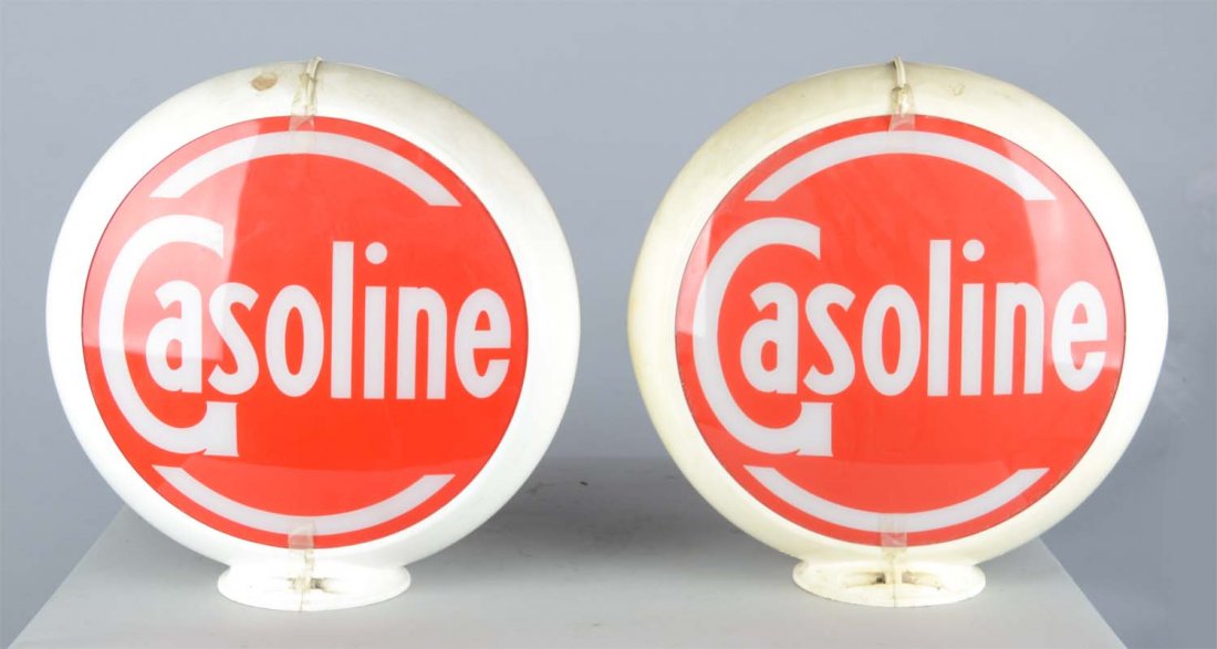 Lot Of 2: Gasoline Gas Pump Globe Top Signs (1 of 2)