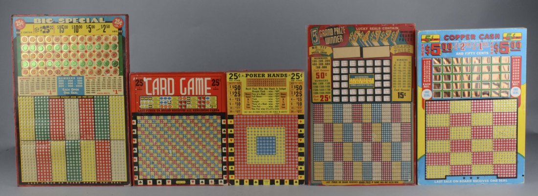 Lot of 5: Punchboard Gambling Games (1 of 1)