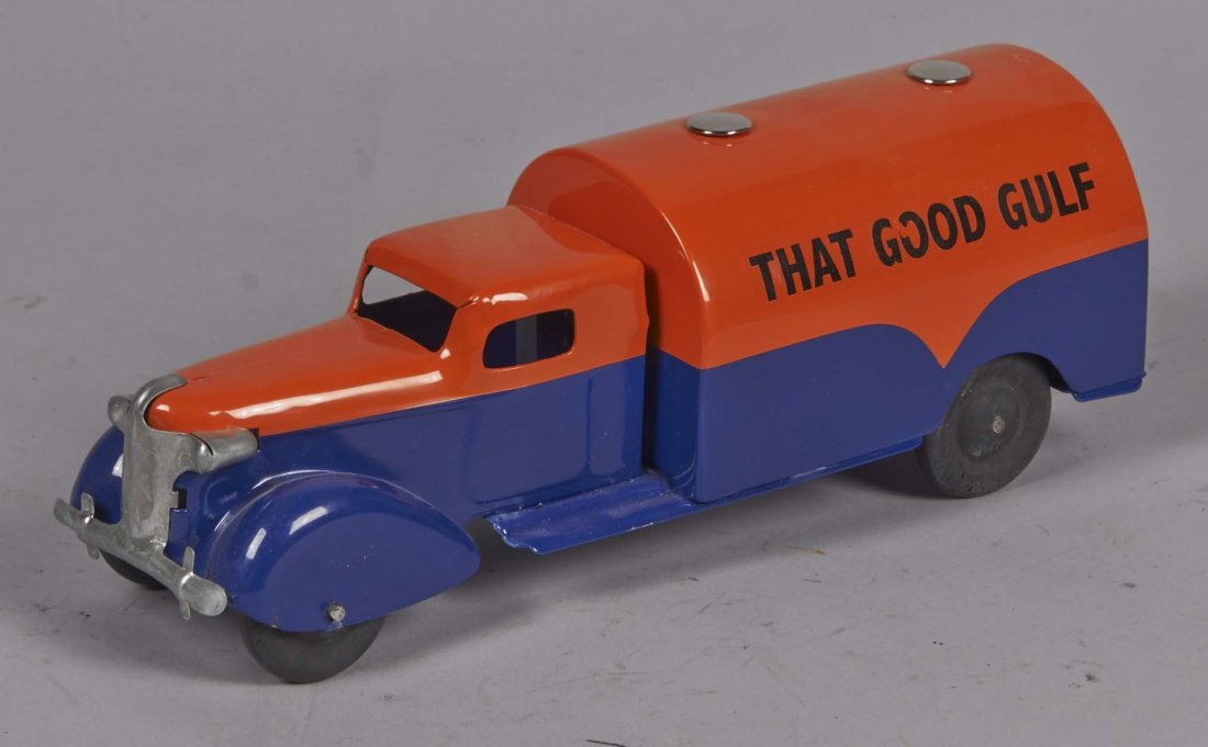 Pressed Steel Gulf Gasoline Tanker Truck (1 of 1)