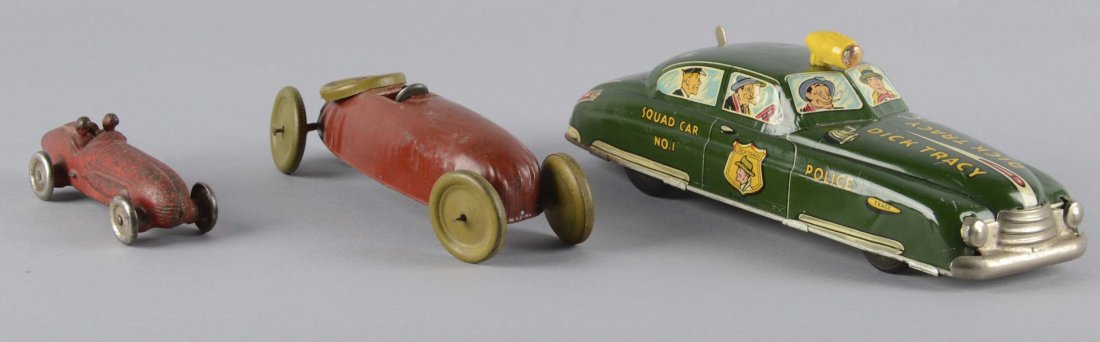 Lot of 3 Vintage Cars; Dick Tracy, 2 Race Cars (1 of 2)