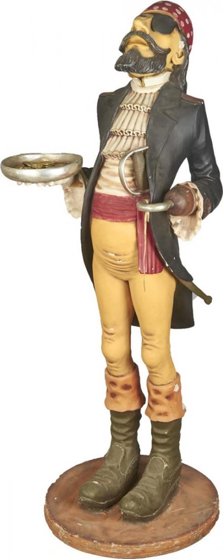 Tall Pirate Butler Holding Tray Of Golden Coins (1 of 2)
