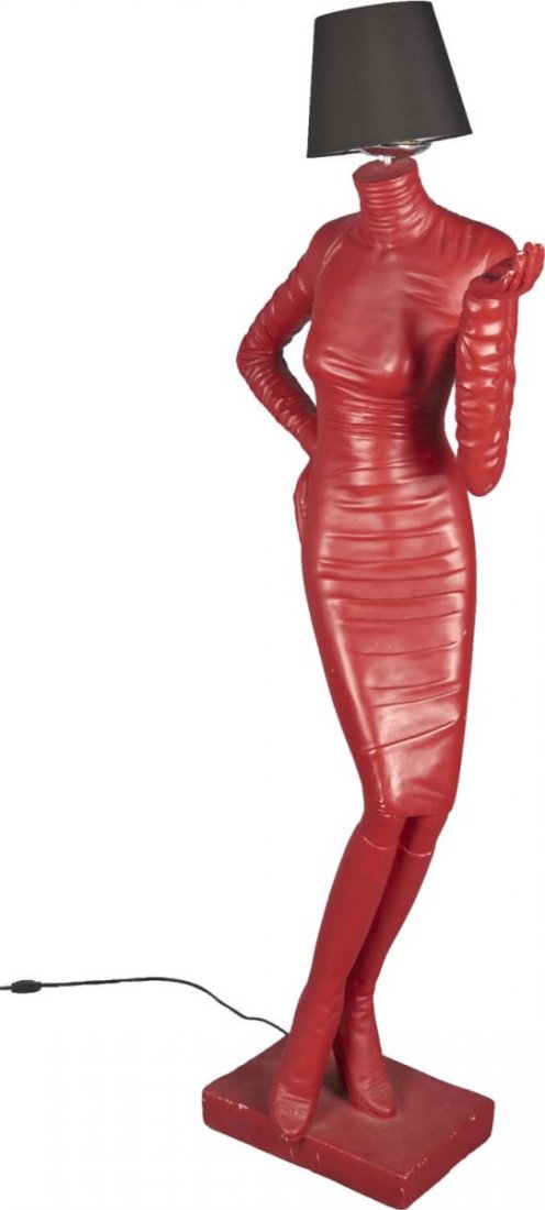Tall Pop Art Red Lady Floor Lamp With Shade