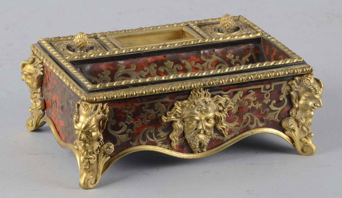 French Boulle Antique Inkwell (1 of 2)
