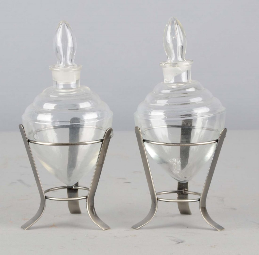 Pair Of Countertop Glass Display Decanters (1 of 1)