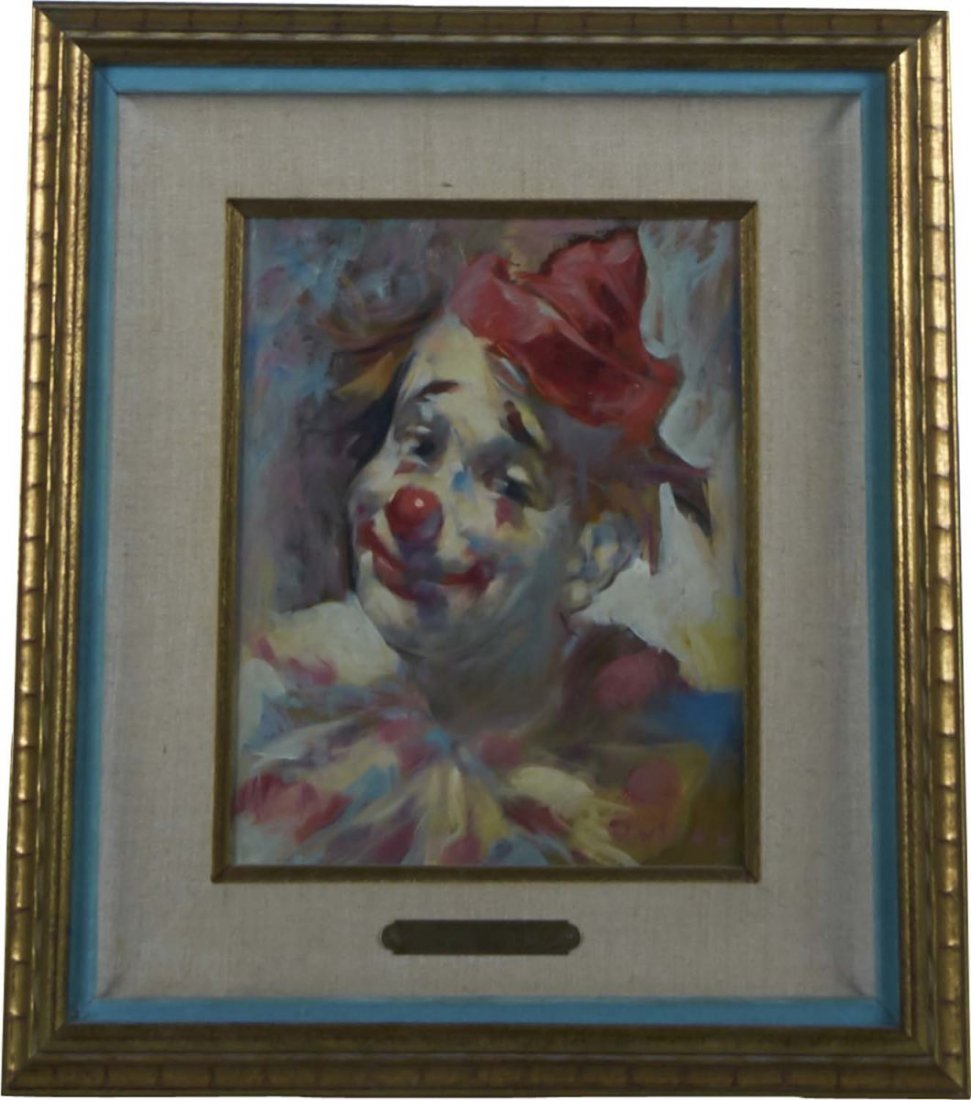 Happy Clown In Red Hat Oil Painting By Julian (1 of 1)