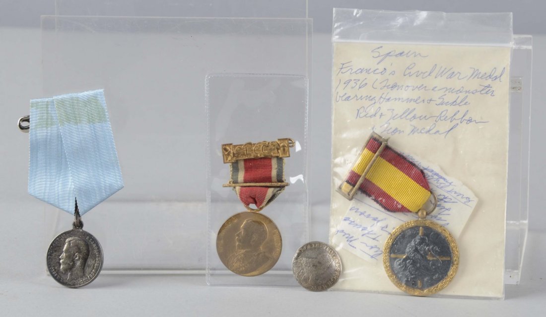 Lot of 4: Gold and Silver Medals, Coin Button (1 of 1)