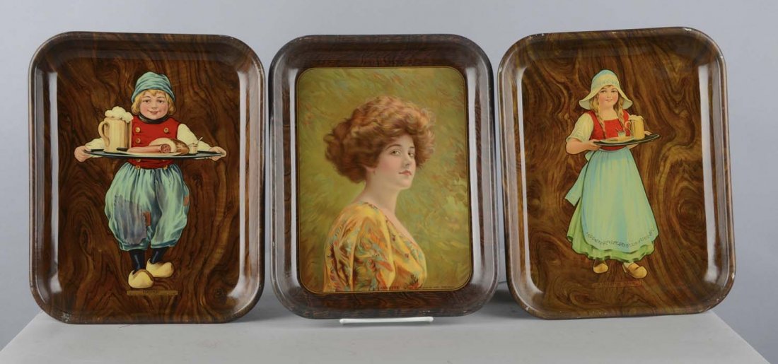 Lot of 3: Tin Litho Serving Trays (1 of 1)