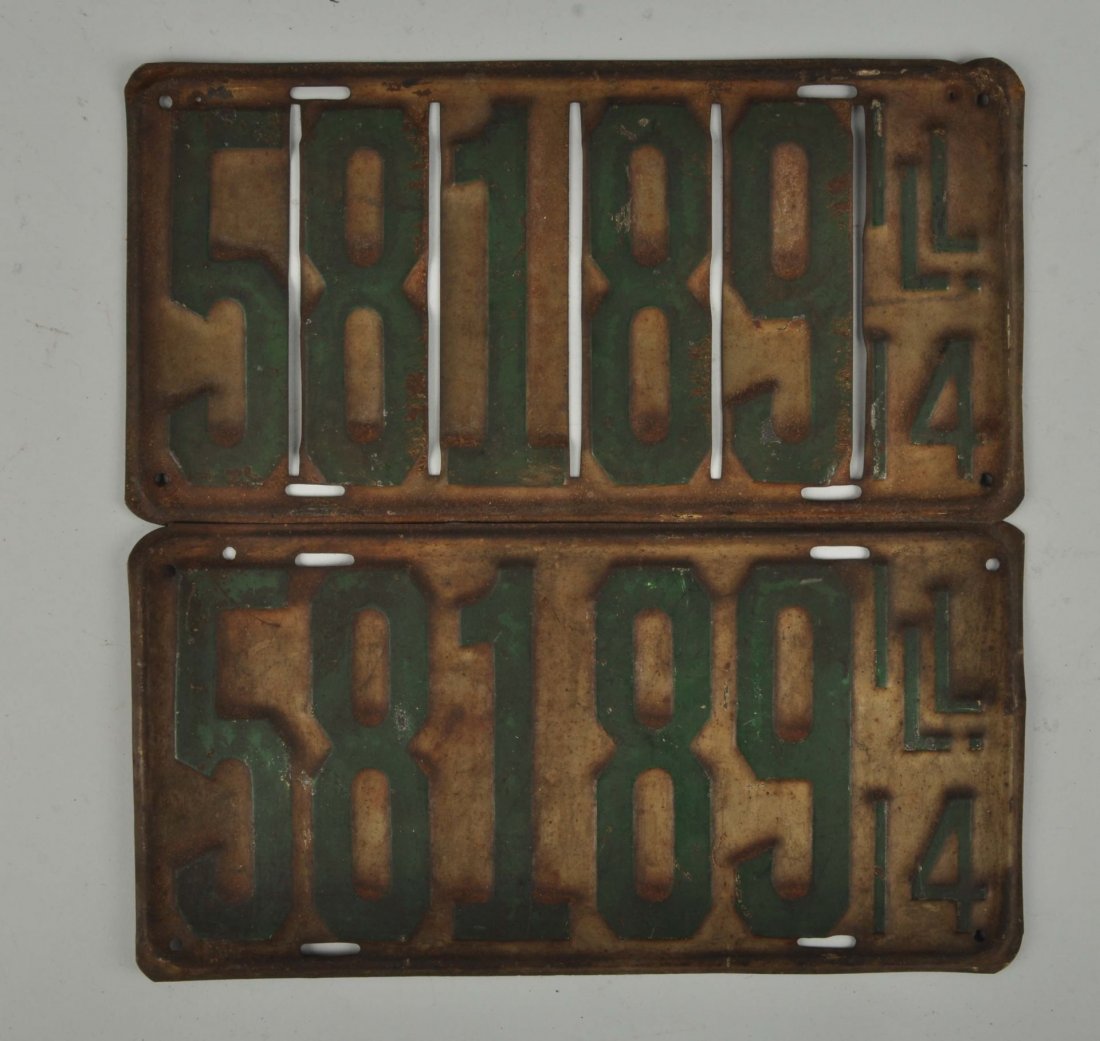 Set Of 1914 Illinois License Plates. (1 of 1)