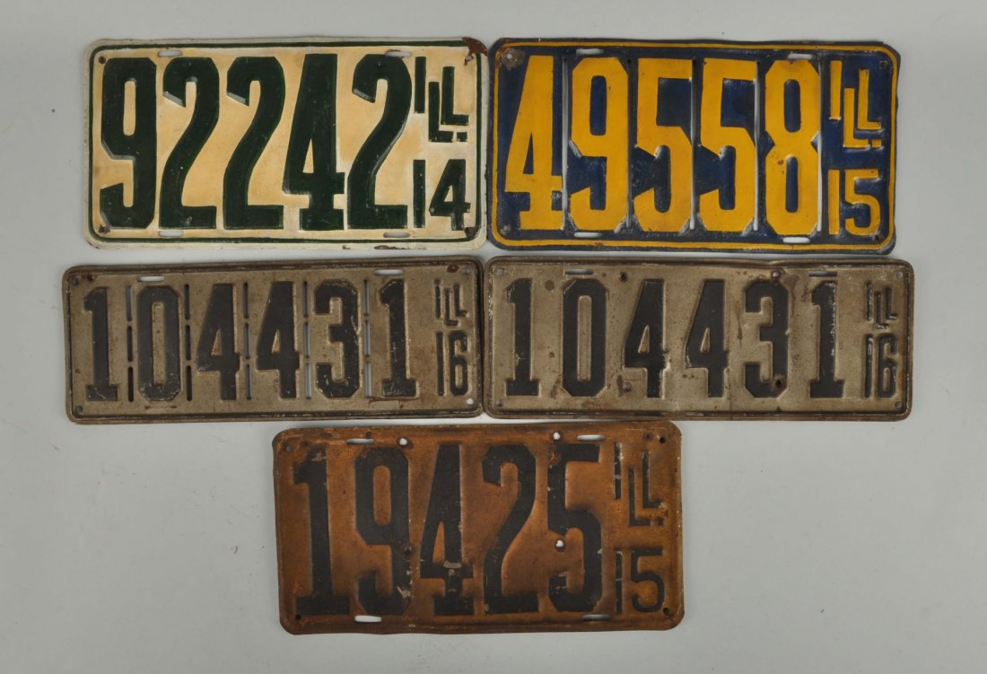 Lot Of 5:1914-1916 Illinois License Plates. (1 of 1)