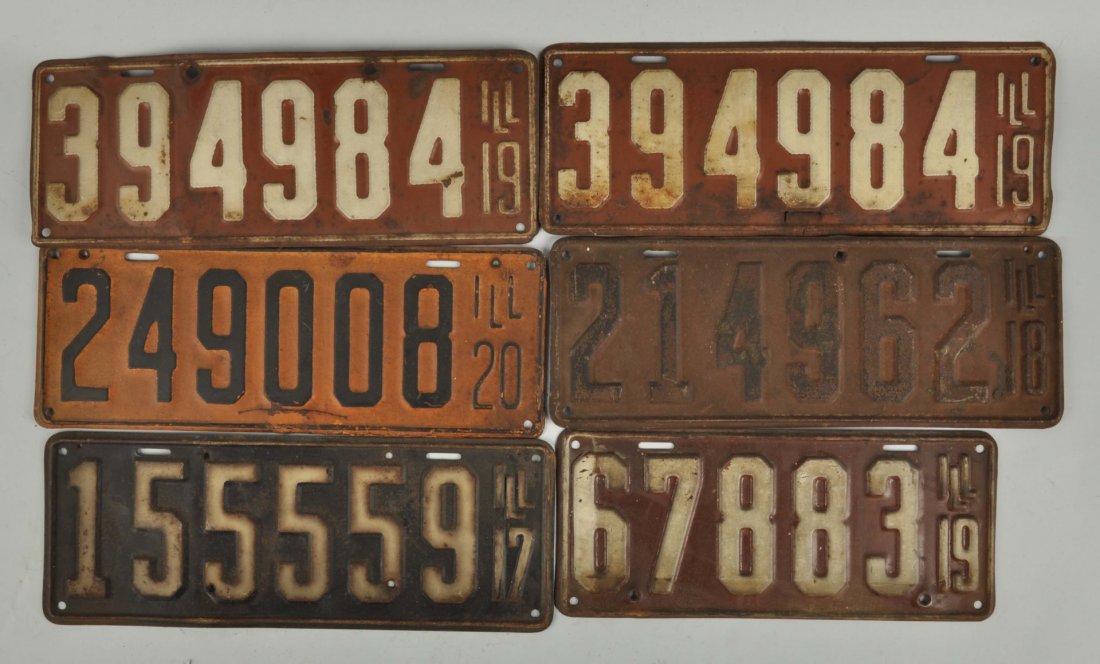 Lot Of 6: Illinois License Plates From 1917-1920. (1 of 1)