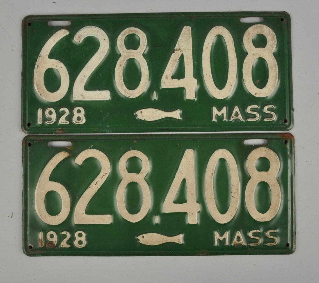 Set Of 1928 Massachusetts License Plates. (1 of 1)