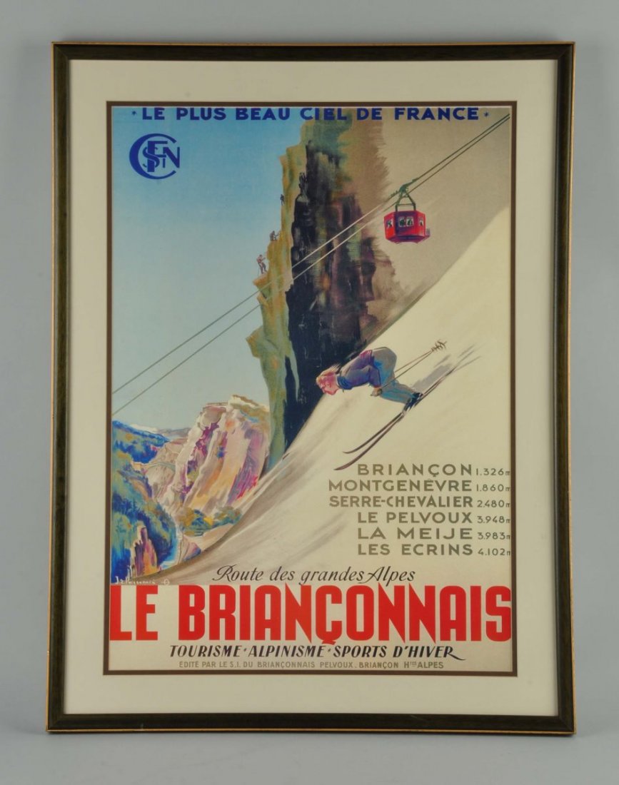1930's French Le Brianconnais Skiing Poster. (1 of 1)