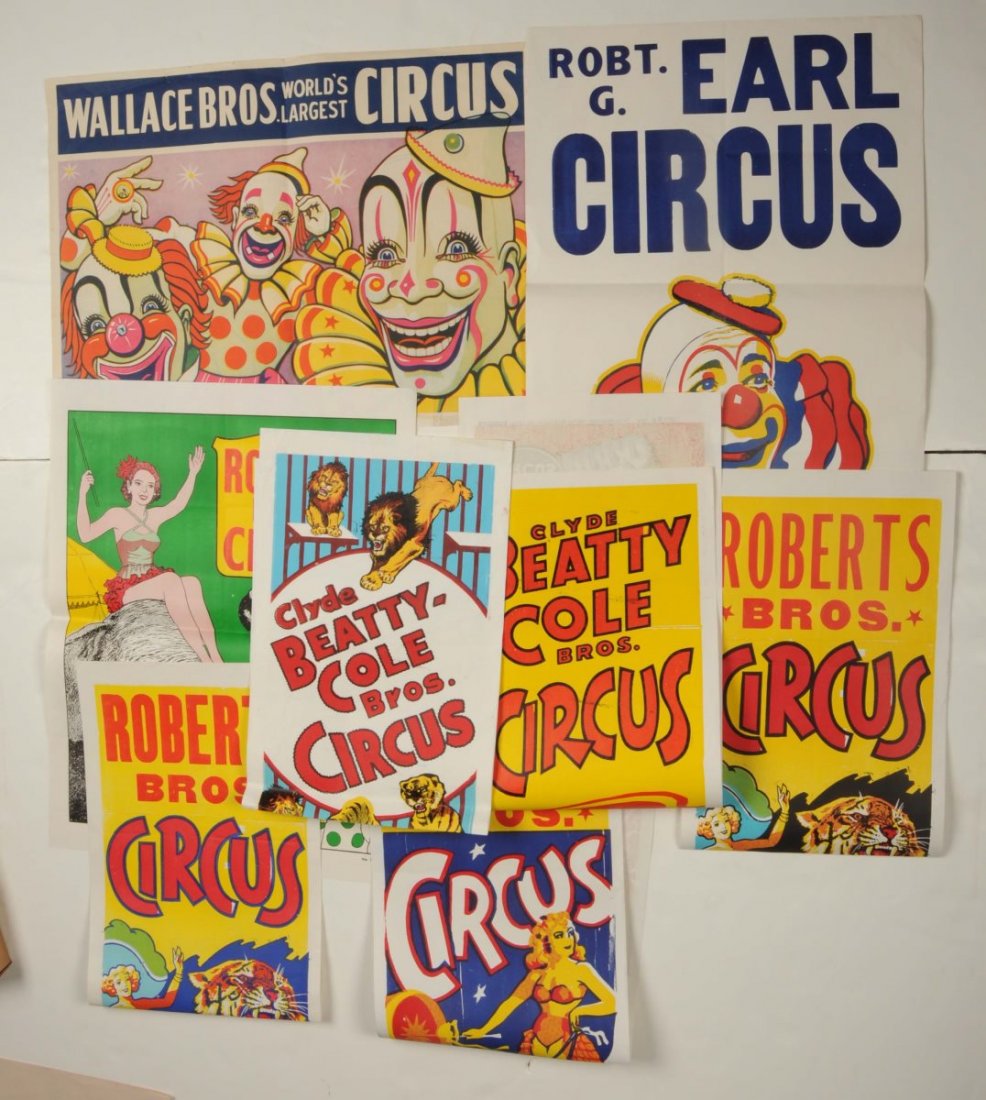 Lot Of 8 Vintage Circus Posters
