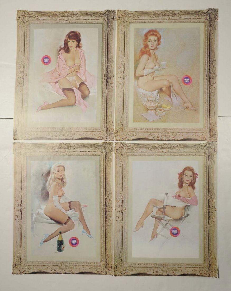 Lot Of 4:Harold's Club-Frtiz Willis Pinup Posters: This set of four posters advertise Harol's Club in Reno, Nevada. The pinup art is by Fritz Willis. Condition (Excellent). Size Each :26" x 20".