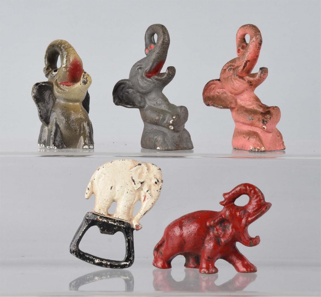 Cast Iron Assorted Elephant Figural Bottle Openers (1 of 1)