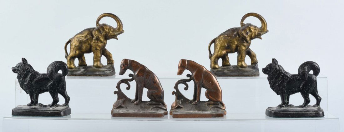 Cast Iron Assorted Dog & Elephant Bookends. (1 of 1)