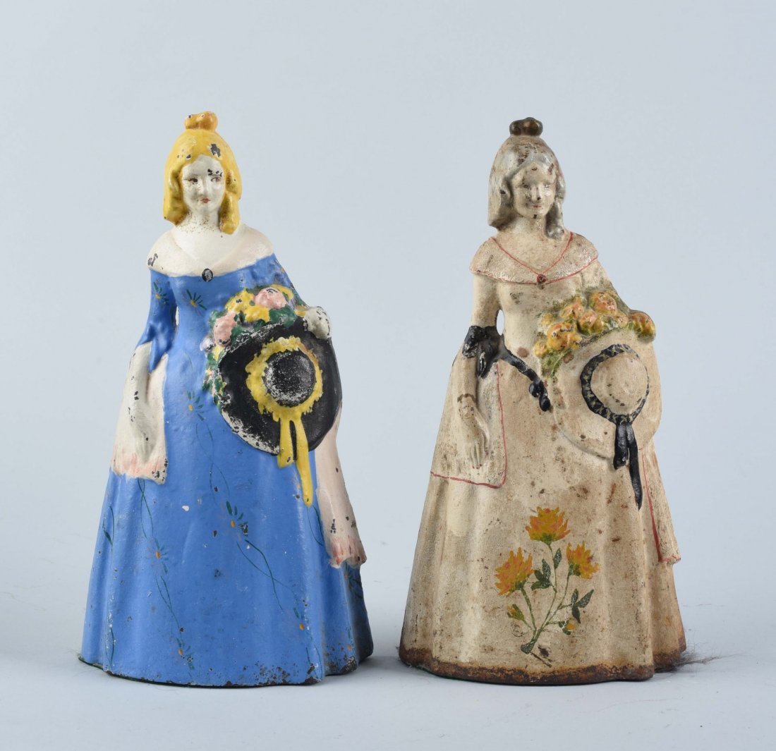 Cast Iron Colonial Women With Hat Doorstops.: National Foundry. Condition (Good). Size 11 - 5/8" T.