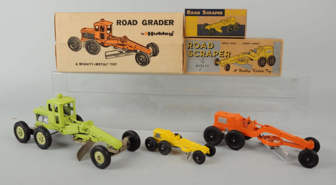 Lot Of 3: Hubley Boxed Road Grader & Scrapers. (1 of 1)