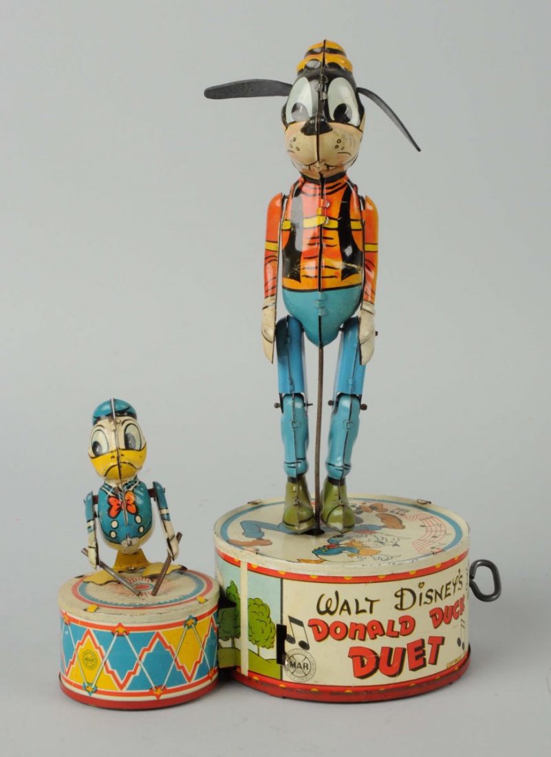 Tin Disney Marx Donald Duck Duet Wind-Up Toy. (1 of 2)