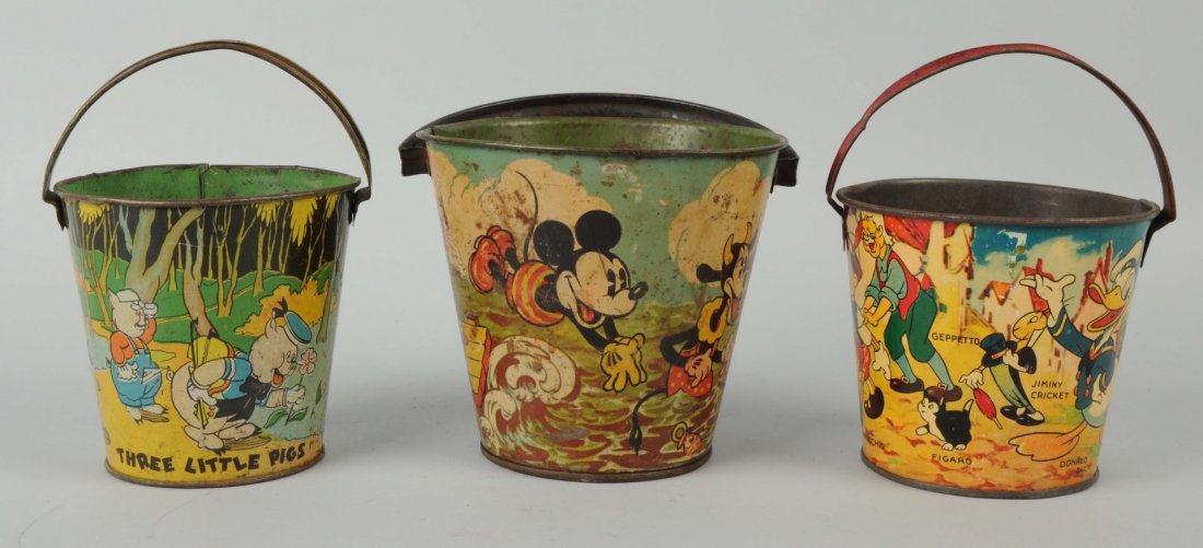 Lot Of 3: Tin Walt Disney Buckets. (1 of 2)