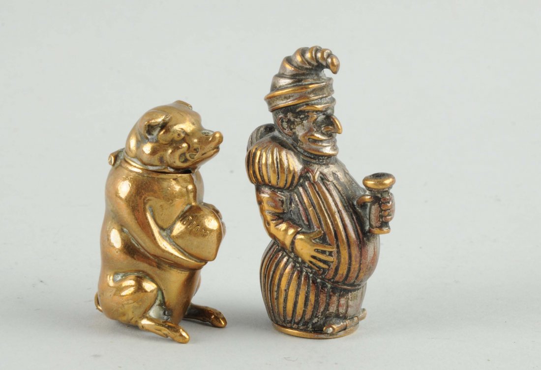 Lot Of 2: Figural Match Safes. (1 of 2)