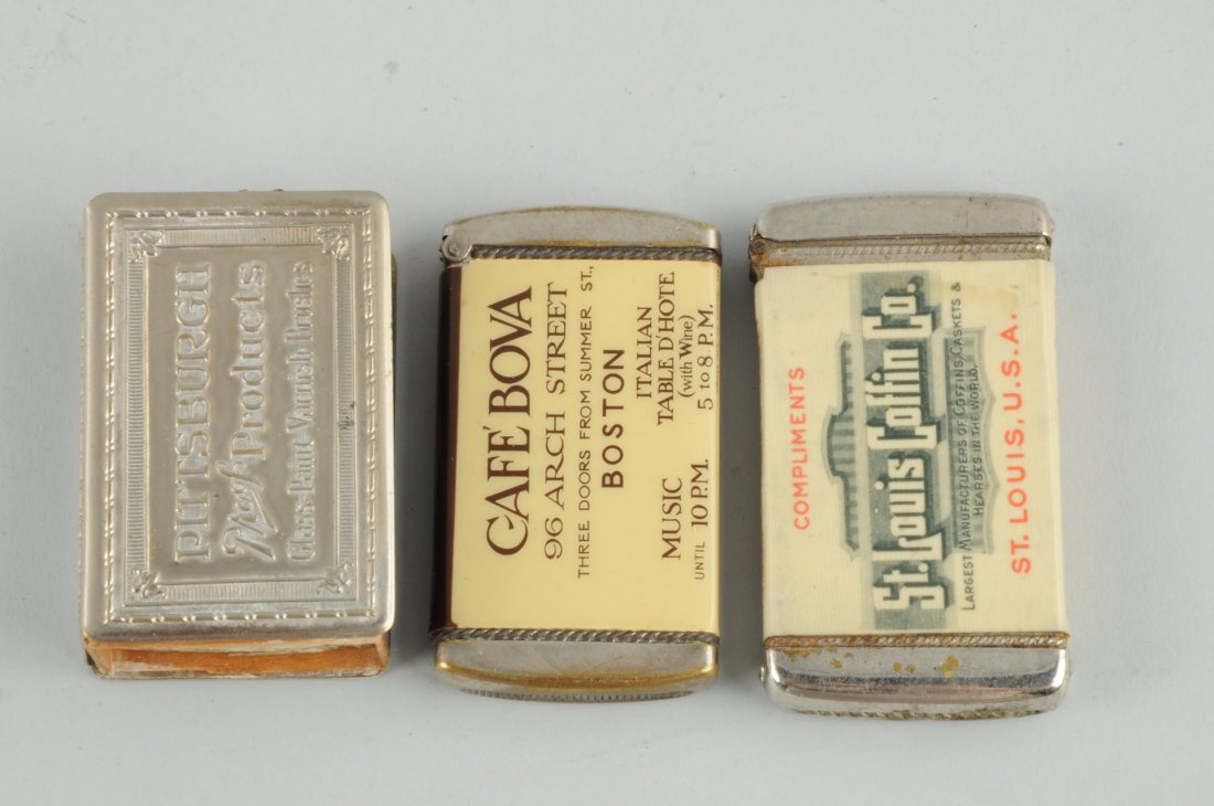 Lot Of 3: Advertising Match Safes. (1 of 2)