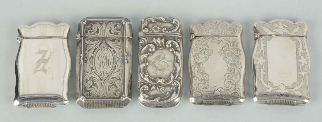 Lot Of 5: Sterling Silver Match Safe Or Vestas. (1 of 2)