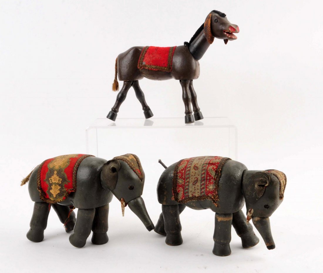Lot Of 3: Schoenhut Elephants & Donkey. (1 of 1)