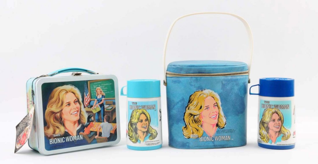 Lot of 2: Bionic Woman Lunchboxes With Thermoses. (1 of 4)