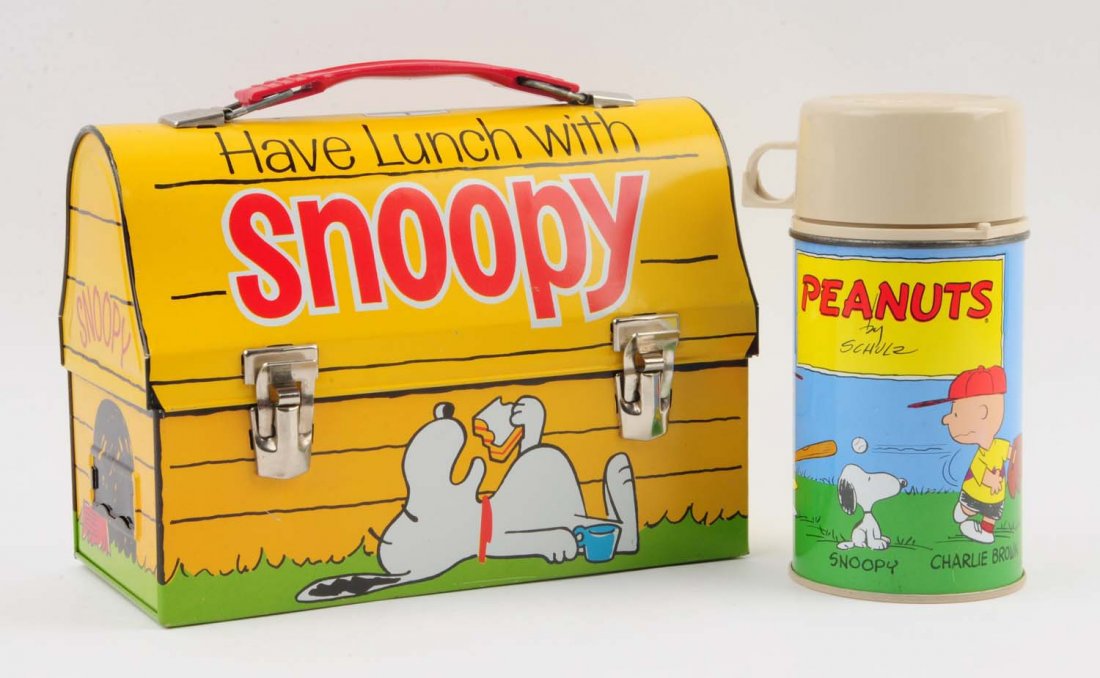 1968 Snoopy Blue Cup Lunchbox With Thermos. (1 of 3)