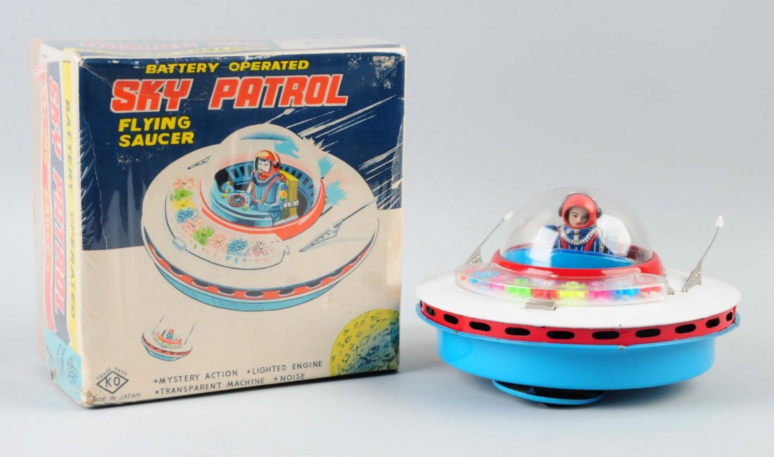Japanese Battery-Op Sky Patrol Flying Saucer Toy. (1 of 5)