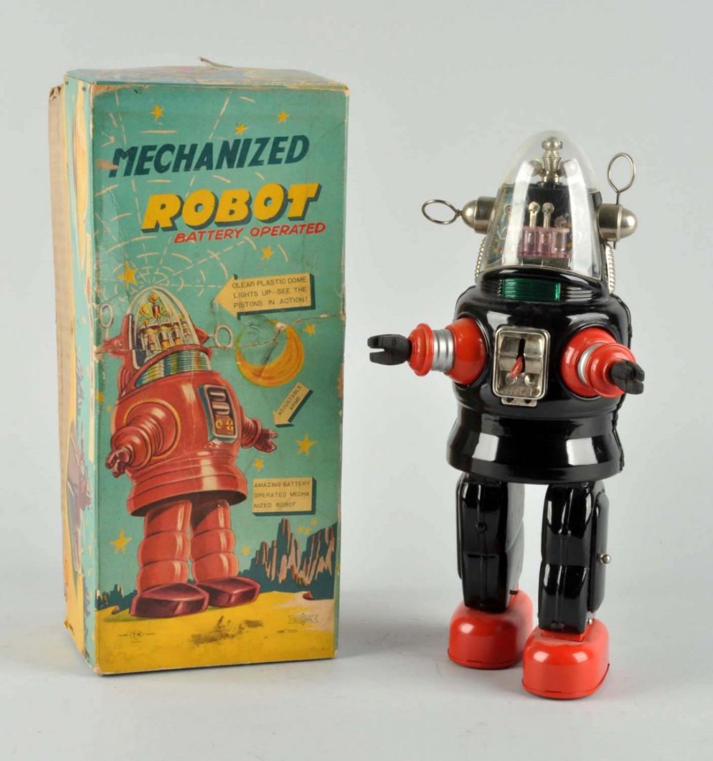Japanese Battery Op Tin Litho Mechanized Robot Toy (1 of 2)