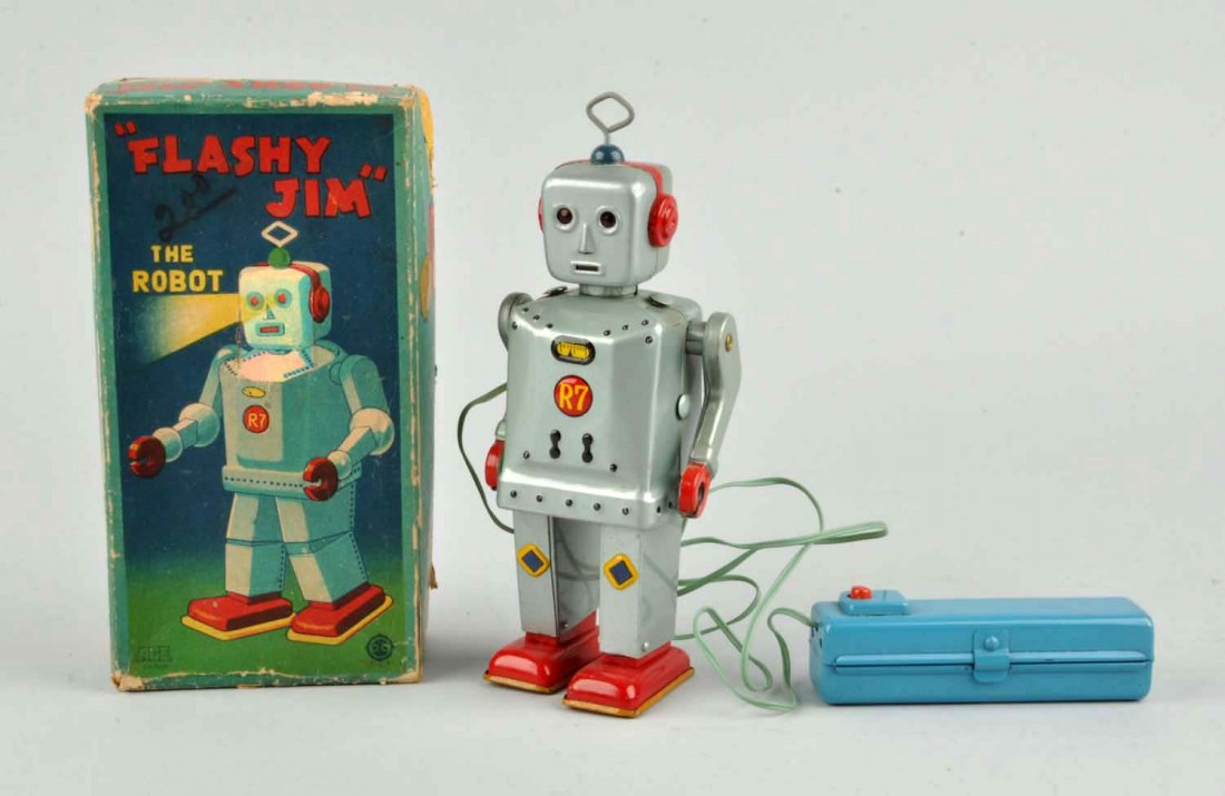 Japanese Remote Control Tin Litho Flashy Jim. (1 of 3)