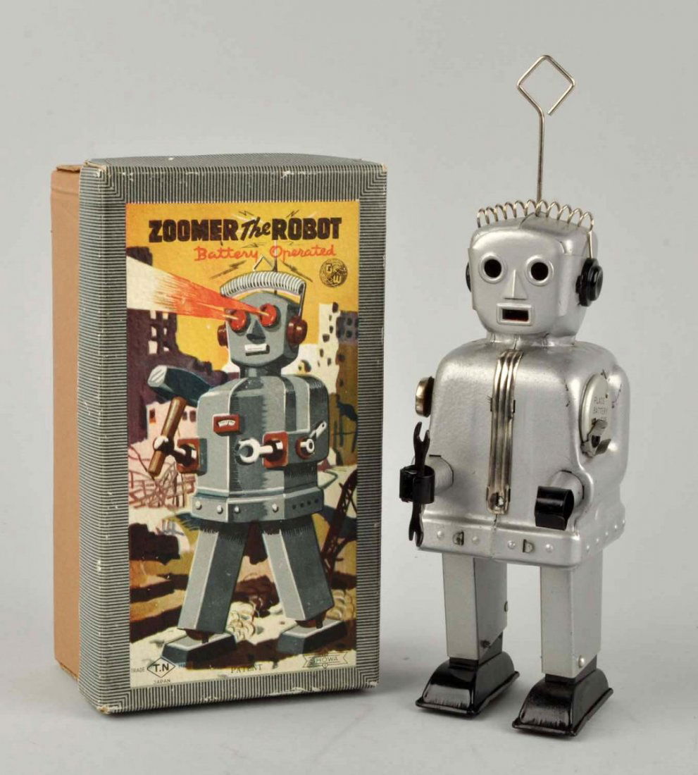 Japanese Tin Battery-Operated Zoomer The Robot. (1 of 2)