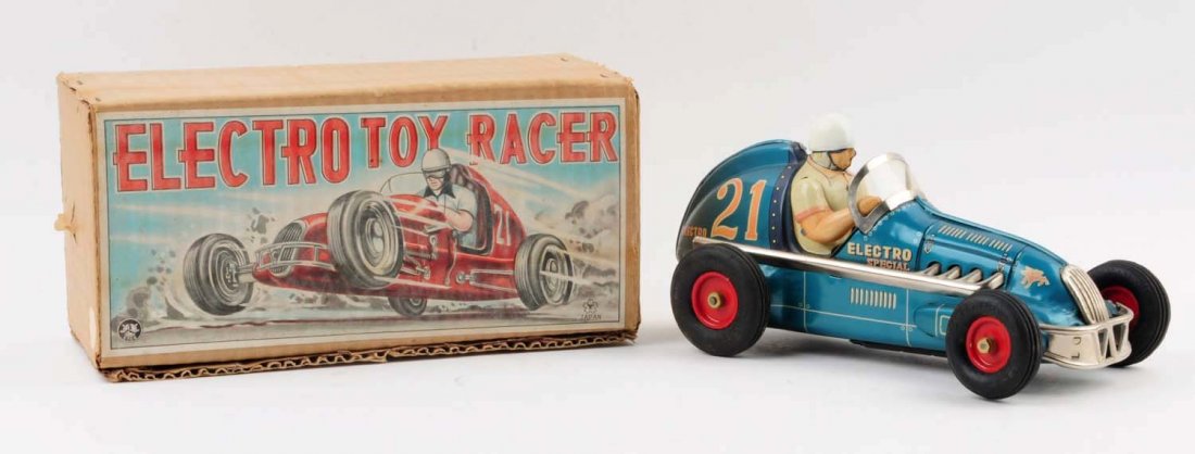 Japanese Tin Litho Electro Toy Race Car. (1 of 7)