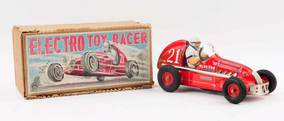 Japanese Tin Litho Electro Toy Race Car. (1 of 8)