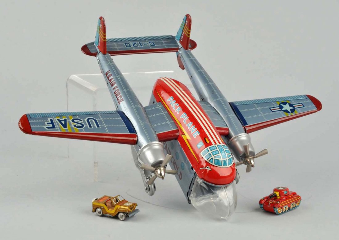 Japanese Tin Litho Friction Fairchild Pack Plane. (1 of 5)