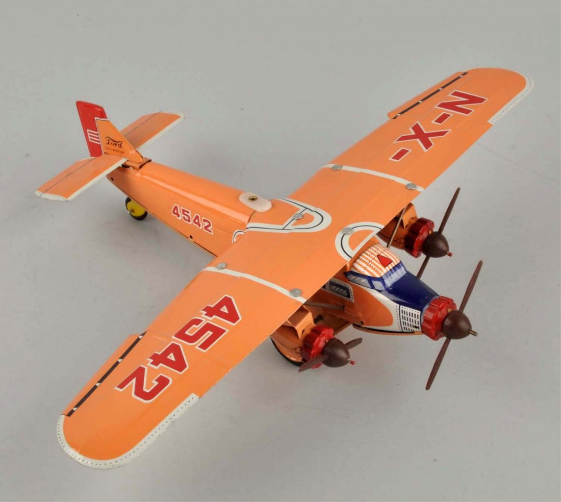 Japanese Tin Litho Friction Ford Trimotor Airplane (1 of 4)