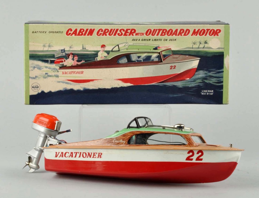Japanese Tin Litho Battery-Op. Cabin Cruiser Boat. (1 of 4)