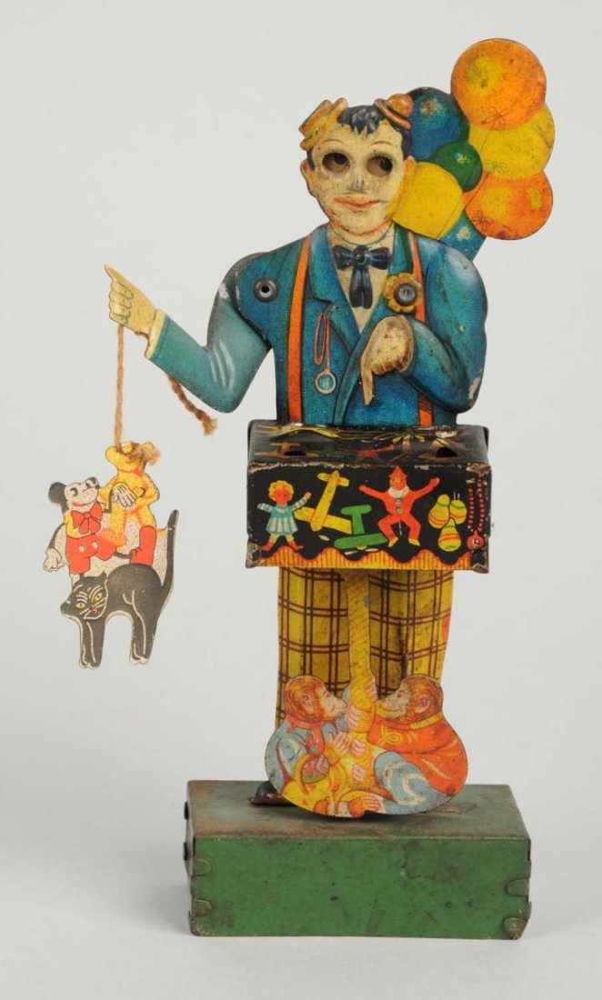 German Tin Litho Wind-Up Balloon Man Toy. (1 of 1)