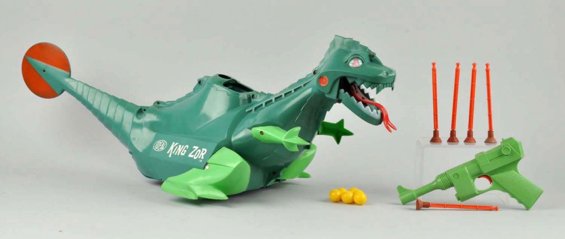 Ideal King-Zor Toy.: Includes original box with insert and instruction. All plastic. Circa 1960's. Includes original gun, four darts and six balls. Looks like it has been used, but still in very good condition. Box has so