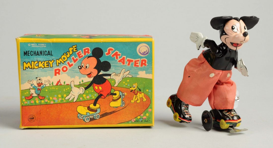 Linemar Disney Wind-Up Mickey Roller Skating Toy. (1 of 2)